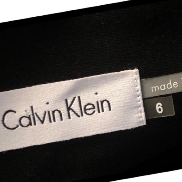 NEW CALVIN KLEIN BODYCON BLACK WITH WHITE PIPING SHEATH DRESS SZ 6 PANEL - Picture 7 of 9